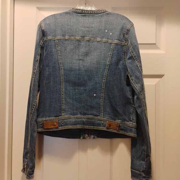 Pilcro and the Letterpress Anthropology Distressed Denim Zip Up Jacket Size M - Picture 5 of 9